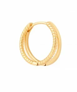 Astrid & Miyu Earrings Illusion Rope Hoop 11.5mm In Gold
