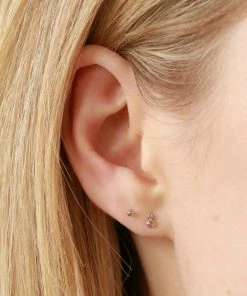 Astrid & Miyu Double Topaz Stud Earrings In Solid White Gold