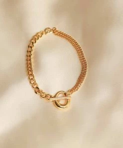 Astrid & Miyu Duo T-Bar Bracelet In Gold Bracelets
