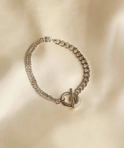 Astrid & Miyu Bracelets Duo T-Bar Bracelet In Silver 8 Astrid & Miyu Bracelets Duo T-Bar Bracelet In Silver