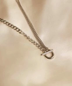 Astrid & Miyu Duo T-Bar Necklace In Silver