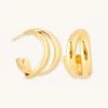 Astrid & Miyu Earrings Molten Duo Large Hoops In Gold