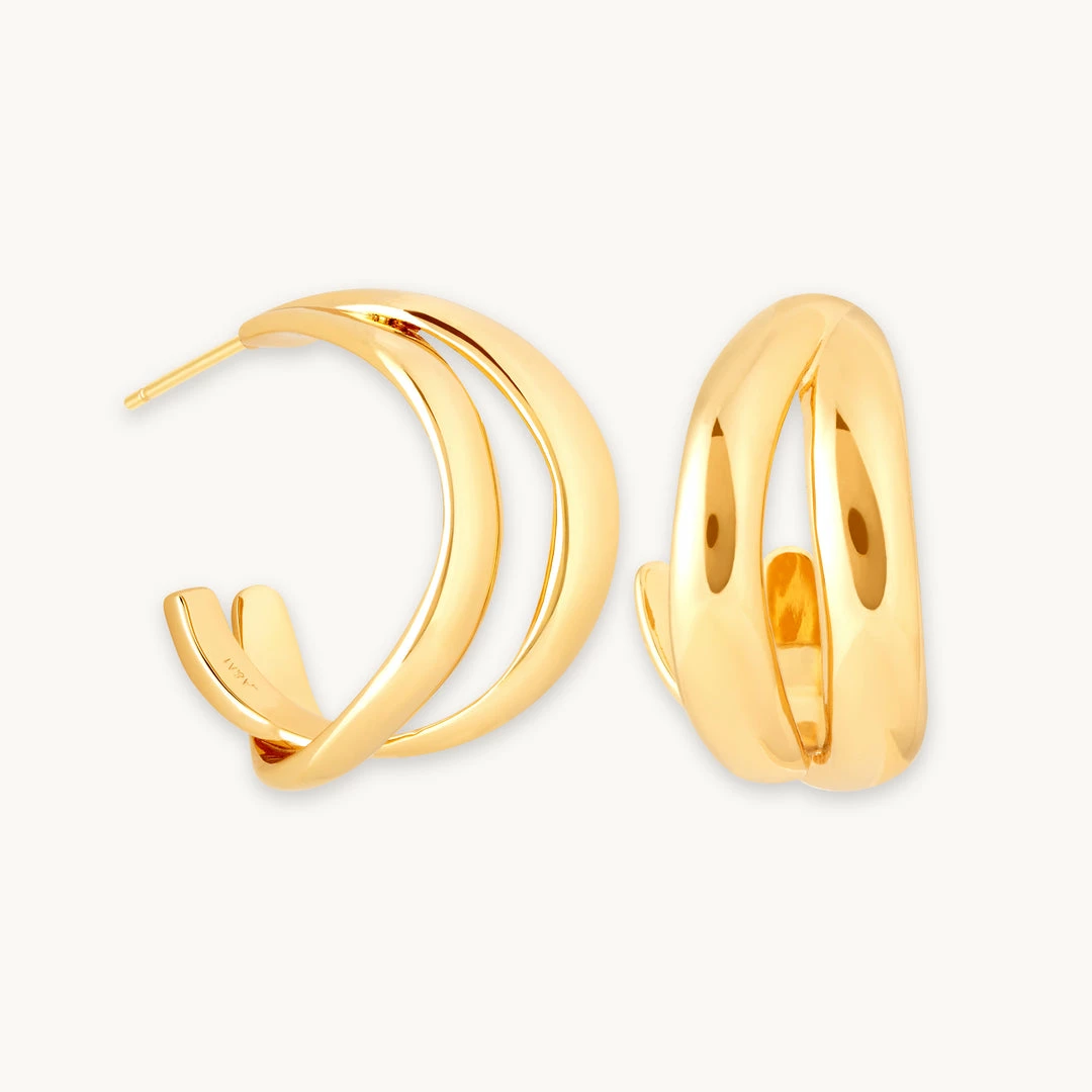 Astrid & Miyu Earrings Molten Duo Large Hoops In Gold 3 Astrid & Miyu Earrings Molten Duo Large Hoops In Gold