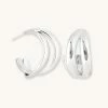 Astrid & Miyu Molten Duo Large Hoops In Silver Earrings
