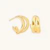 Astrid & Miyu Molten Duo Small Hoops In Gold Earrings 1 Astrid & Miyu Molten Duo Small Hoops In Gold Earrings
