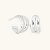 Astrid & Miyu Molten Duo Small Hoops In Silver 1 Astrid & Miyu Molten Duo Small Hoops In Silver