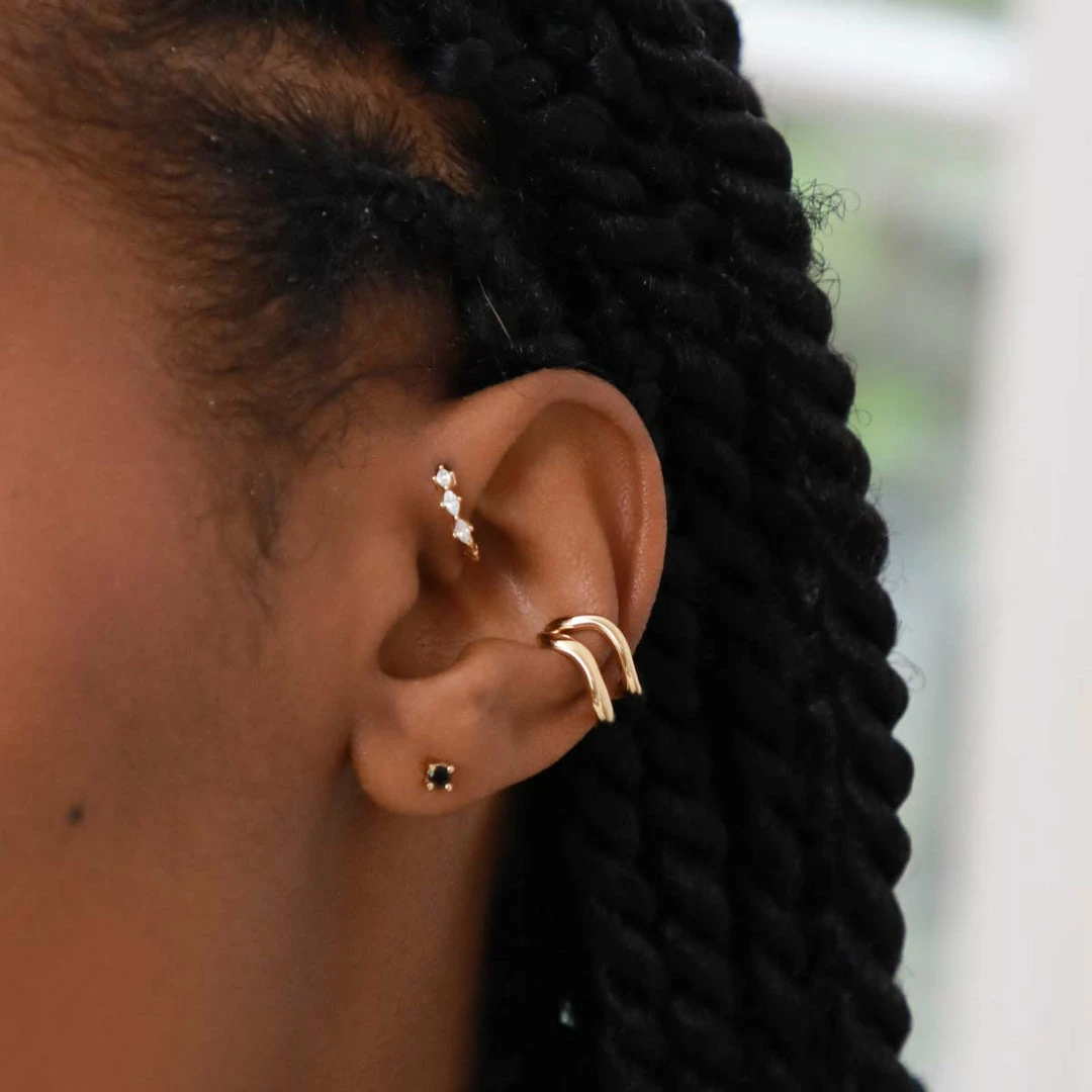 Astrid & Miyu Molten Duo Ear Cuff In Gold 6 Astrid & Miyu Molten Duo Ear Cuff In Gold