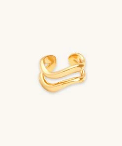 Astrid & Miyu Molten Duo Ear Cuff In Gold