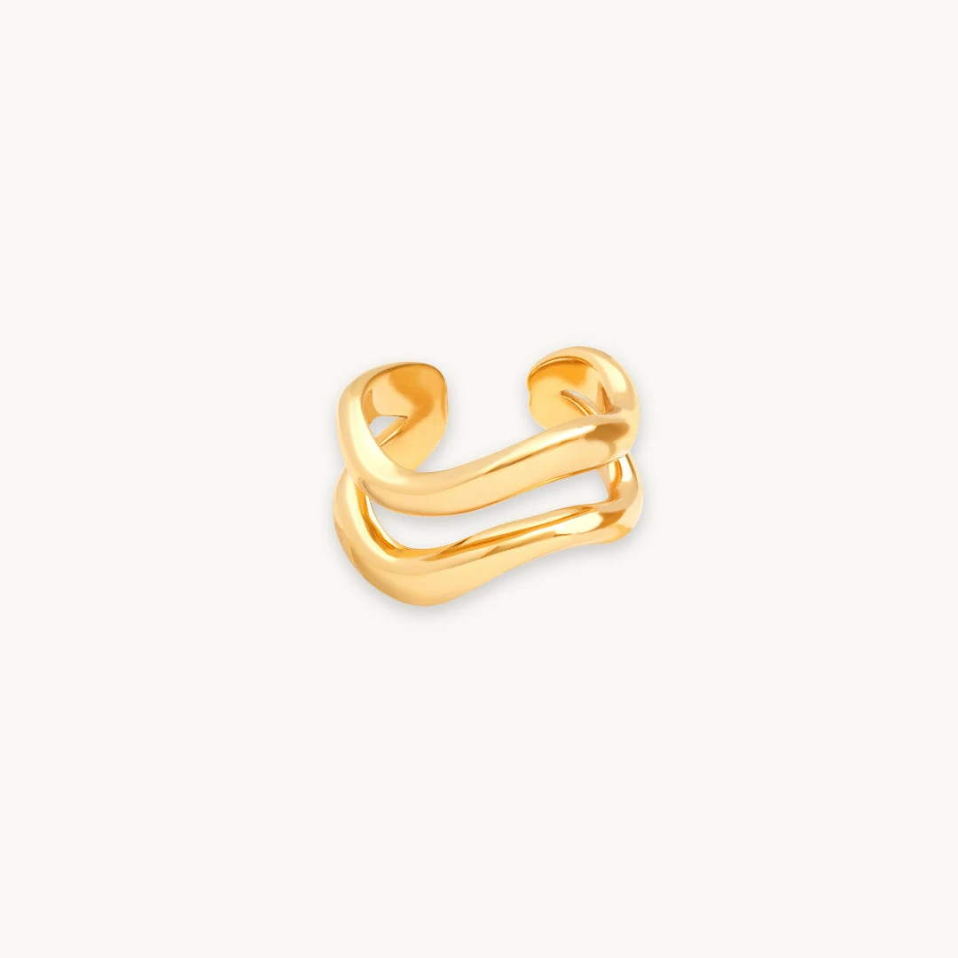 Astrid & Miyu Molten Duo Ear Cuff In Gold 3 Astrid & Miyu Molten Duo Ear Cuff In Gold
