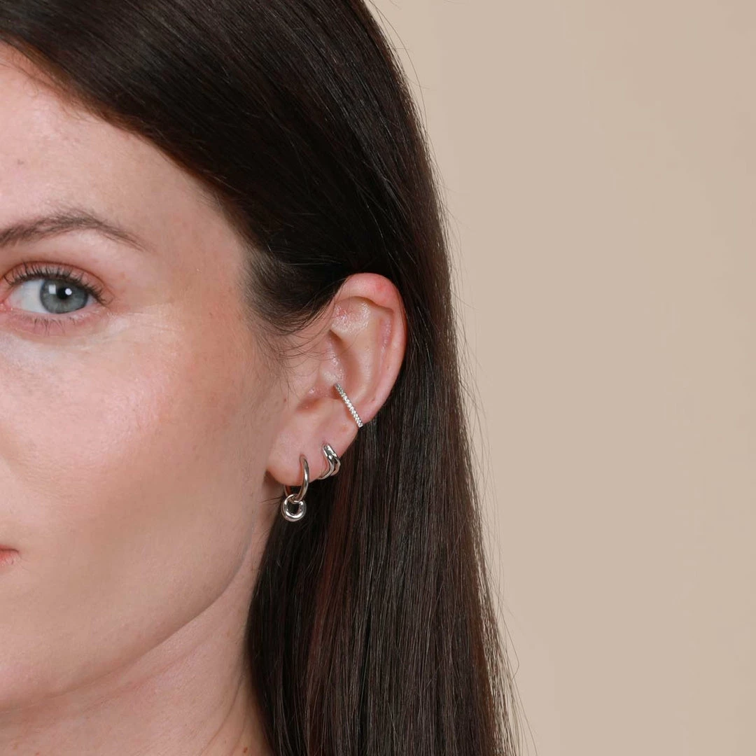 Astrid & Miyu Earrings Molten Charm Hoops In Silver 6 Astrid & Miyu Earrings Molten Charm Hoops In Silver