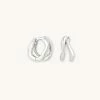 Astrid & Miyu Earrings Molten Duo Huggies In Silver