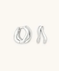 Astrid & Miyu Sales 15 Astrid & Miyu Earrings Molten Duo Huggies In Silver