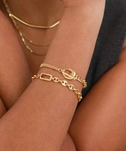 Astrid & Miyu Duo T-Bar Bracelet In Gold Bracelets