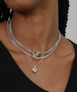 Astrid & Miyu Duo T-Bar Necklace In Silver
