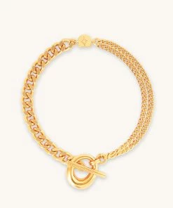 Astrid & Miyu Duo T-Bar Bracelet In Gold Bracelets