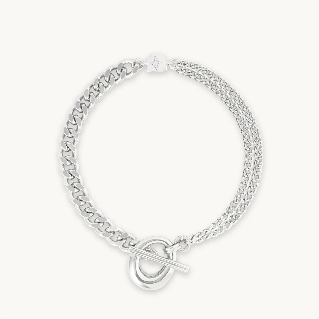 Astrid & Miyu Bracelets Duo T-Bar Bracelet In Silver 3 Astrid & Miyu Bracelets Duo T-Bar Bracelet In Silver