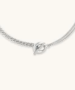 Astrid & Miyu Duo T-Bar Necklace In Silver