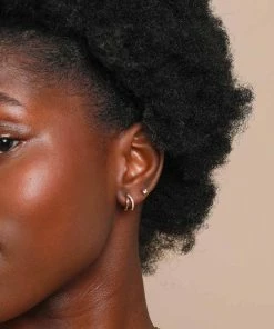 Astrid & Miyu Duo Aquamarine Huggies In Gold Earrings