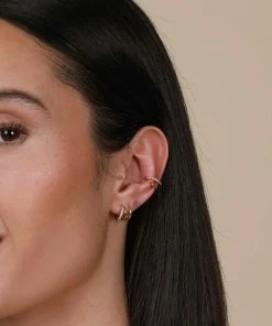 Astrid & Miyu Duo Pink Huggies In Gold 10 Astrid & Miyu Duo Pink Huggies In Gold