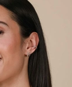 Astrid & Miyu Earrings Duo Pink Huggies In Silver