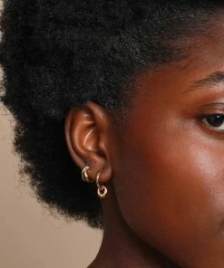 Astrid & Miyu Molten Duo Huggies In Gold