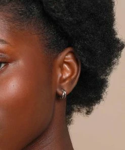 Astrid & Miyu Earrings Molten Duo Huggies In Silver