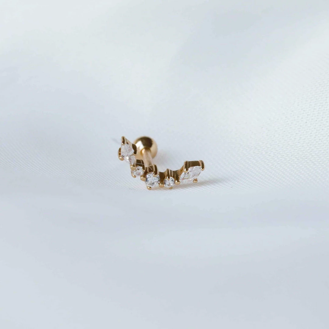 Astrid & Miyu Elysian Curved Barbell In Gold Sale 6 Astrid & Miyu Elysian Curved Barbell In Gold Sale