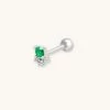 Astridandmiyu Emerald & Crystal Barbell In Silver Sale 2 Astridandmiyu Emerald & Crystal Barbell In Silver Sale