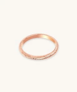 Astridandmiyu Etched Band Ring In Rose Gold