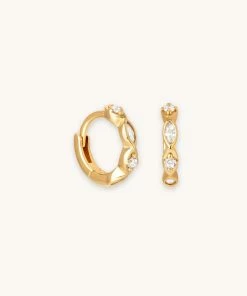 Astrid & Miyu Ethereal Crystal Huggies In Gold