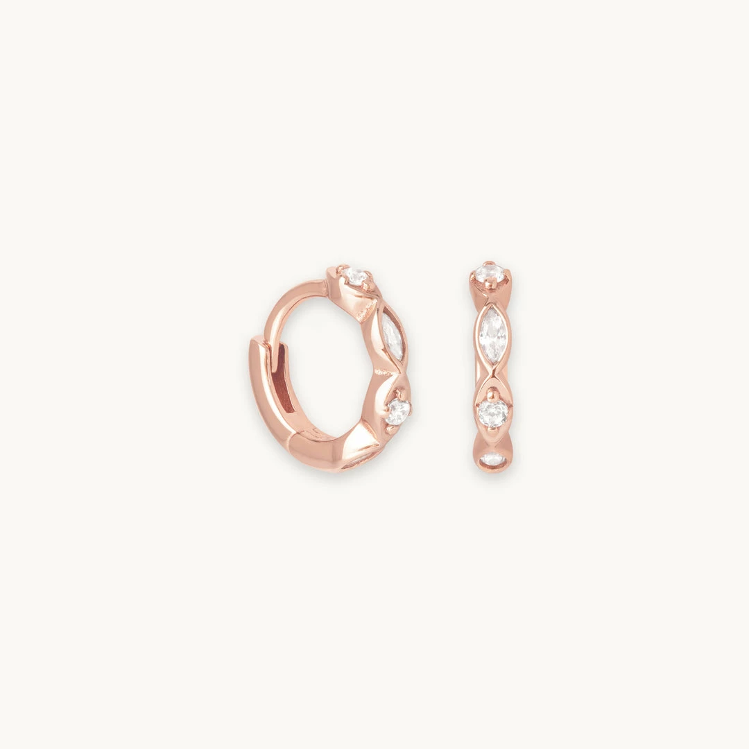 Astrid & Miyu Ethereal Crystal Huggies In Rose Gold Earrings 3 Astrid & Miyu Ethereal Crystal Huggies In Rose Gold Earrings