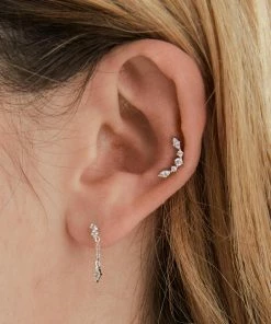 Astrid & Miyu Sale Ethereal Chain Stud Earrings In Silver
