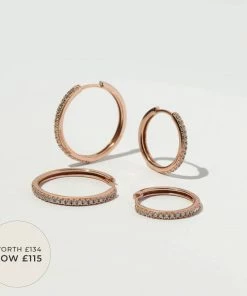Astrid & Miyu Earrings Everyday Sparkle Stacking Set In Rose Gold