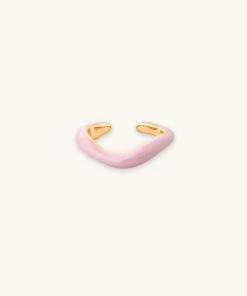 Astrid & Miyu Wave Pink Enamel Ear Cuff In Gold