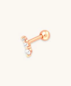 Astrid & Miyu Glimmer Crystal Barbell In Rose Gold