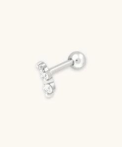 Astrid & Miyu Glimmer Crystal Barbell In Silver Best Sellers