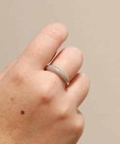 Astrid & Miyu Glimmer Pave Dome Ring In Silver Rings