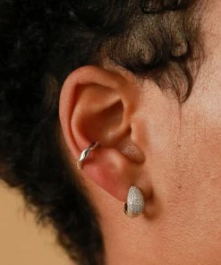 Astrid & Miyu Glimmer Bold Pave Huggies In Silver