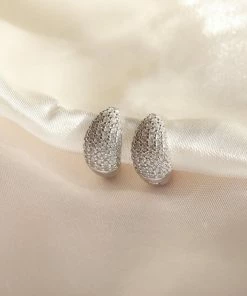 Astrid & Miyu Glimmer Bold Pave Huggies In Silver