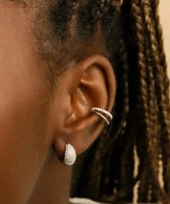 Astrid & Miyu Glimmer Bold Pave Huggies In Silver