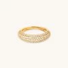 Astrid & Miyu Glimmer Pave Dome Ring In Gold 2 Astrid & Miyu Glimmer Pave Dome Ring In Gold