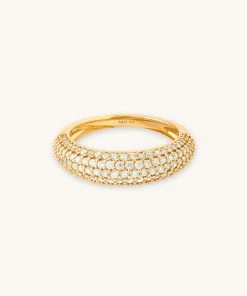 Astrid & Miyu Glimmer Pave Dome Ring In Gold
