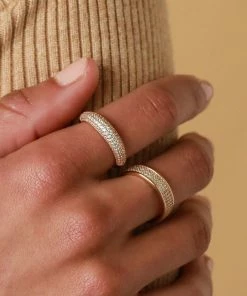 Astrid & Miyu Glimmer Pave Stacking Ring In Gold