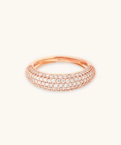 Astrid & Miyu Glimmer Pave Dome Ring In Rose Gold