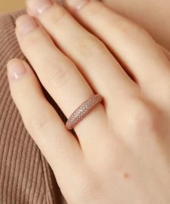 Astrid & Miyu Glimmer Pave Dome Ring In Rose Gold