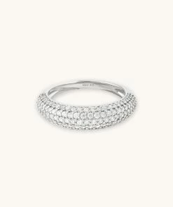 Astrid & Miyu Glimmer Pave Dome Ring In Silver Rings