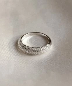 Astrid & Miyu Glimmer Pave Dome Ring In Silver Rings