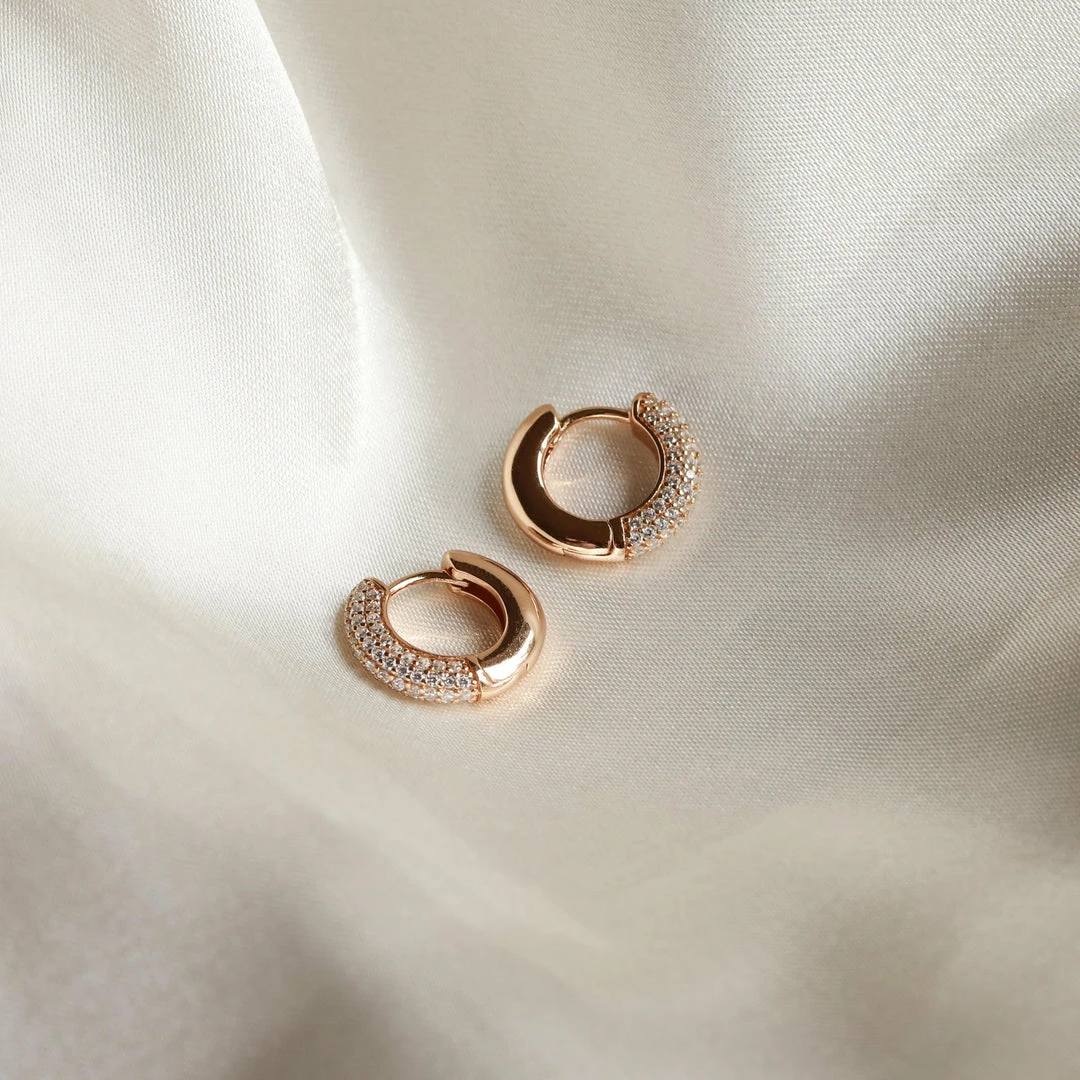 Astrid & Miyu Earrings Glimmer Pave Huggies In Gold 5 Astrid & Miyu Earrings Glimmer Pave Huggies In Gold