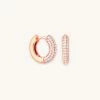 Astrid & Miyu Glimmer Pave Huggies In Rose Gold Earrings