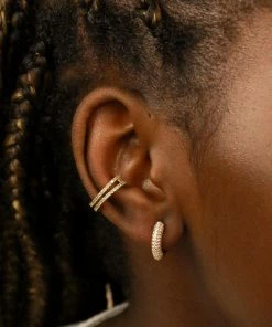 Astrid & Miyu Earrings Glimmer Pave Huggies In Gold